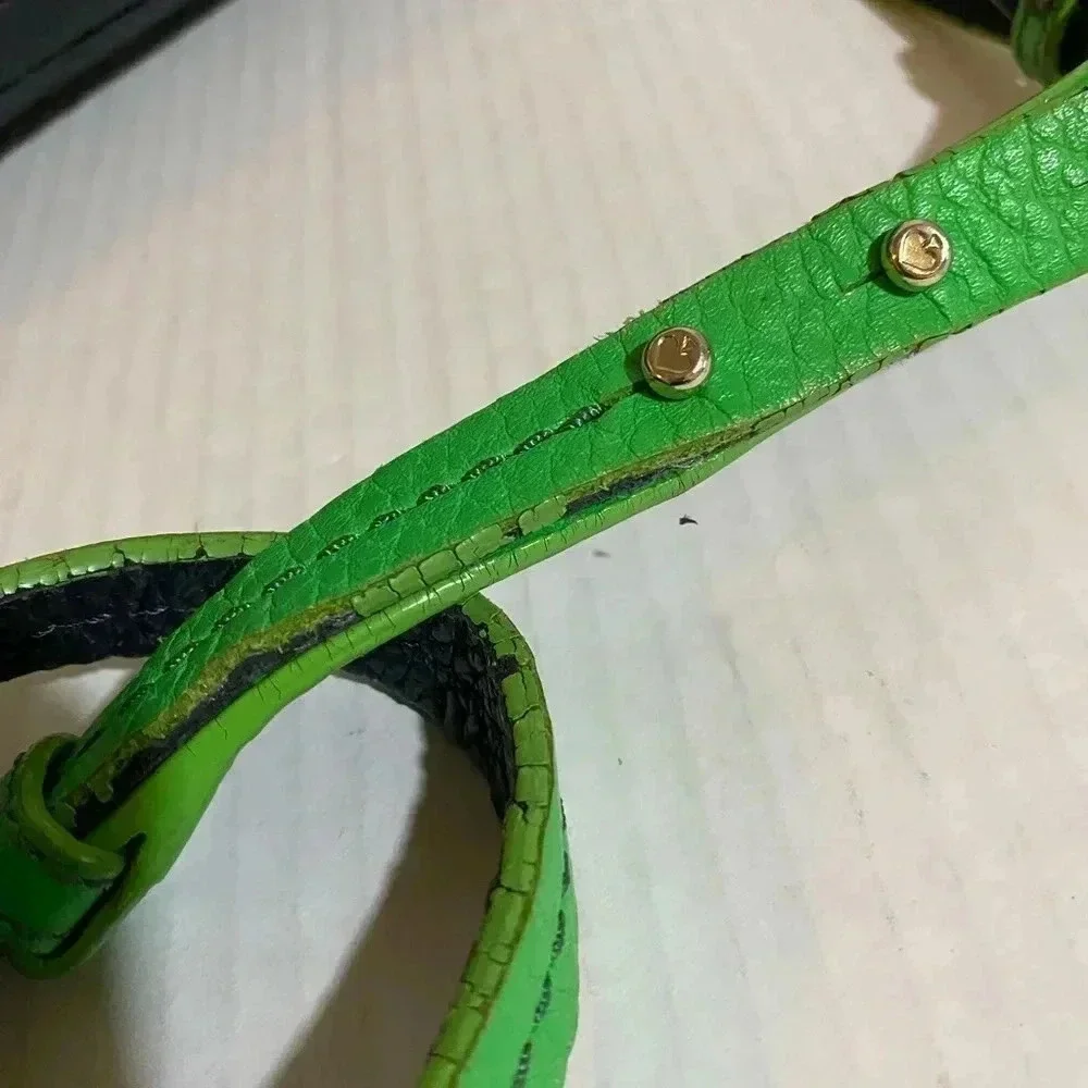 Kate spade green black pebbled leather satchel handbag